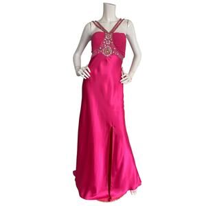 Cache Vintage y2k Pink Beaded Rhinestone Prom Dress Gown NWT Size 6